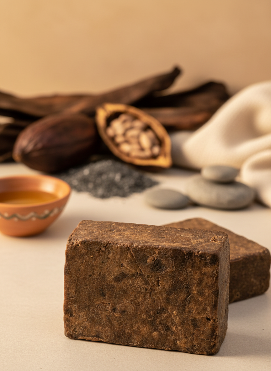 Enhanced Raw African Black Soap with Traditional Ingredients - Photo 2