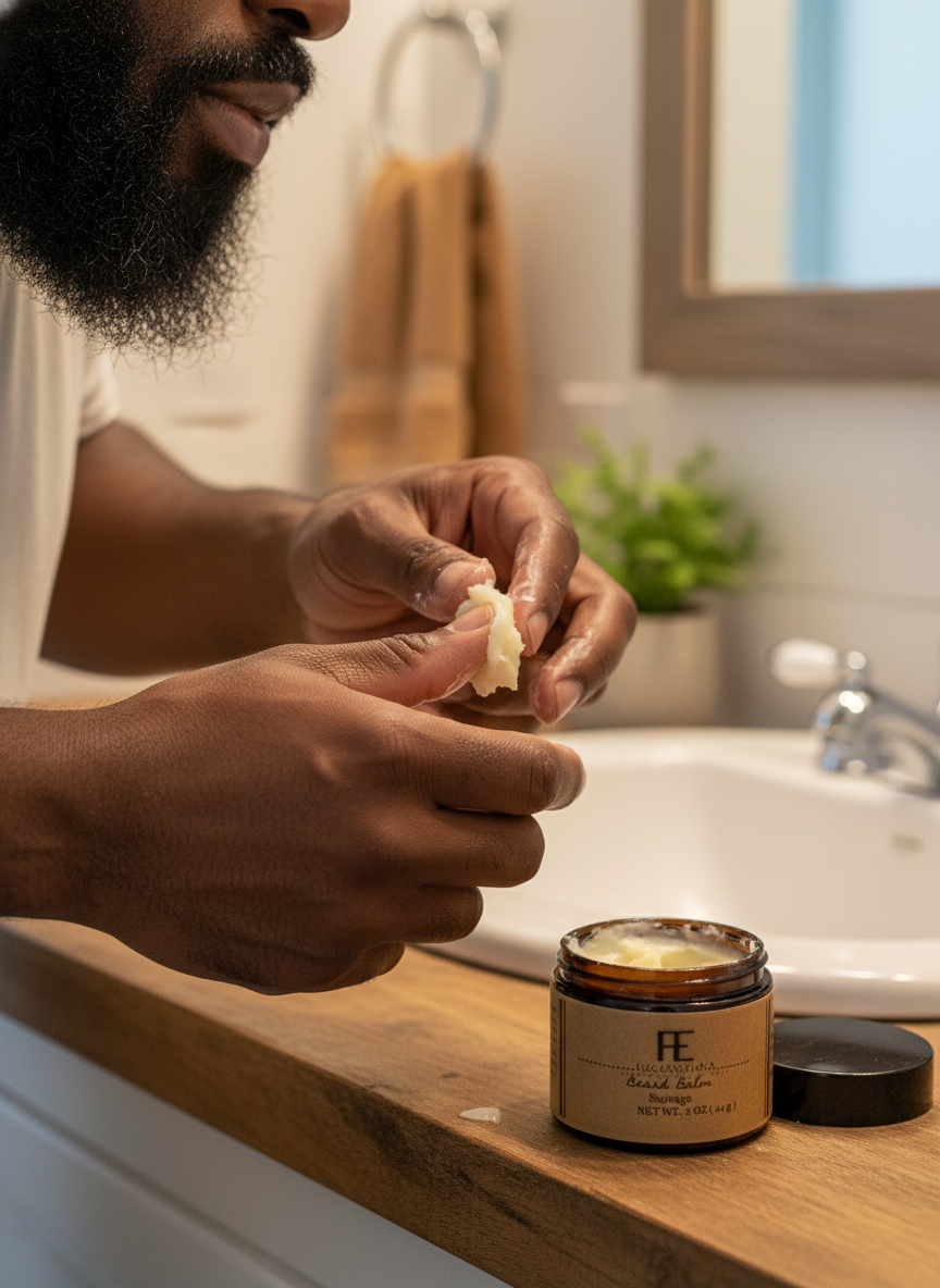 Beard Balm Application - Black Man