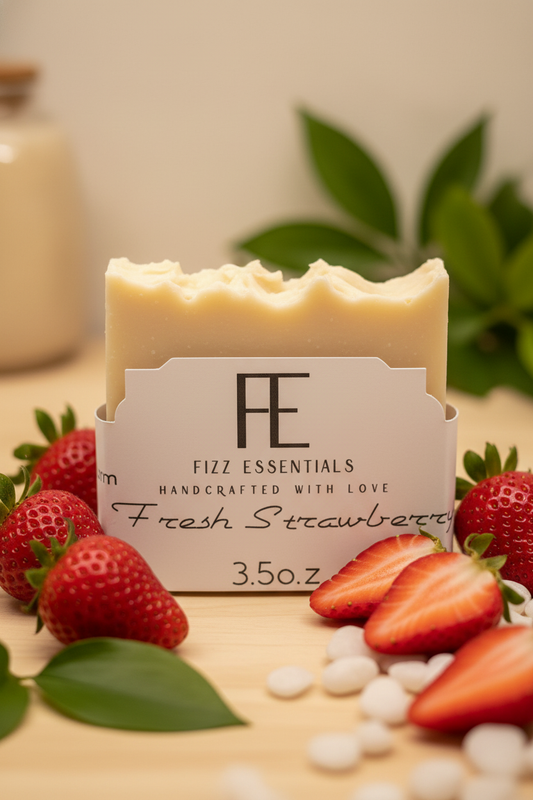 Enhanced Fresh Strawberry Soap with Background