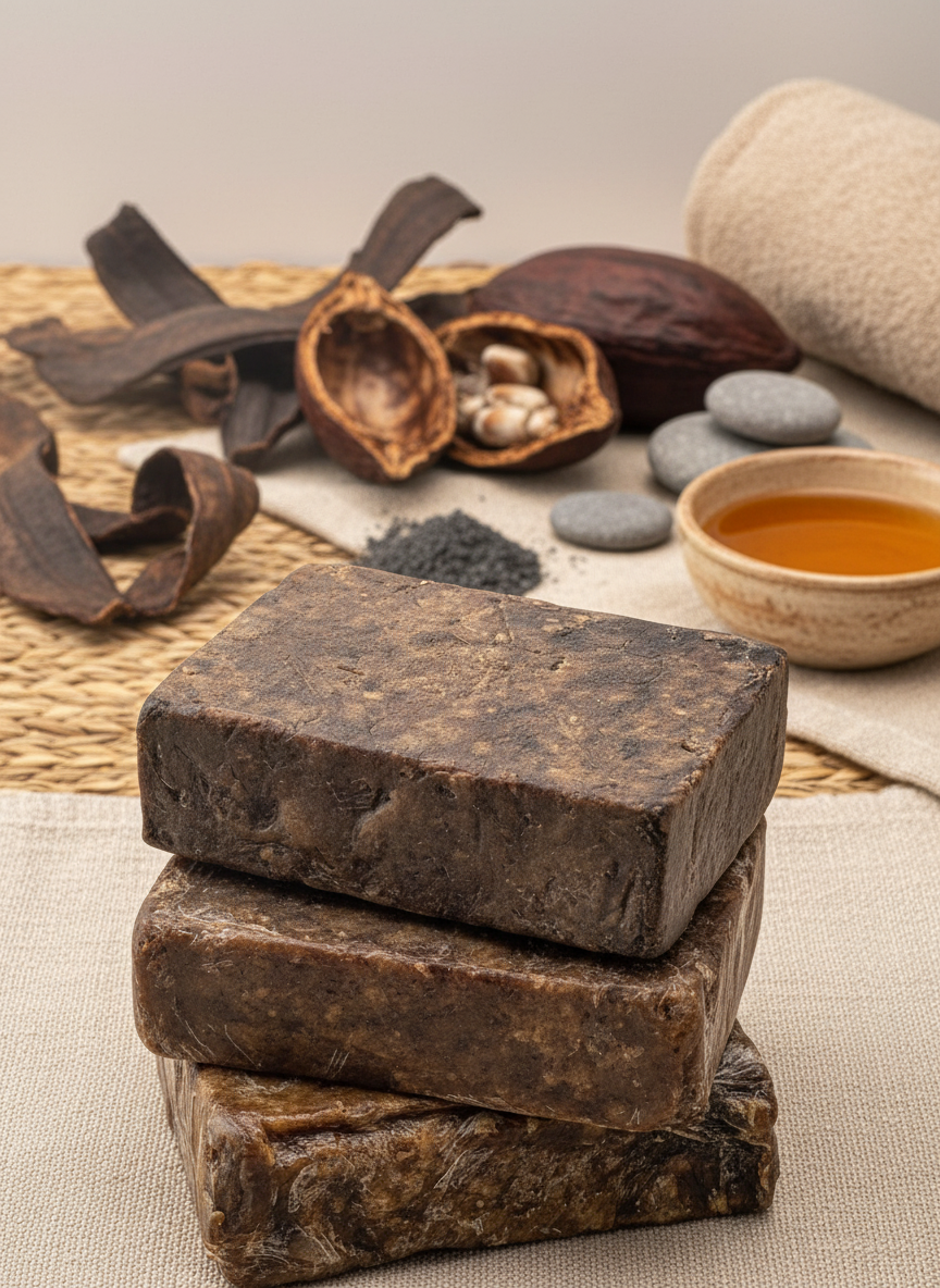 Enhanced Raw African Black Soap with Traditional Ingredients - Photo 1