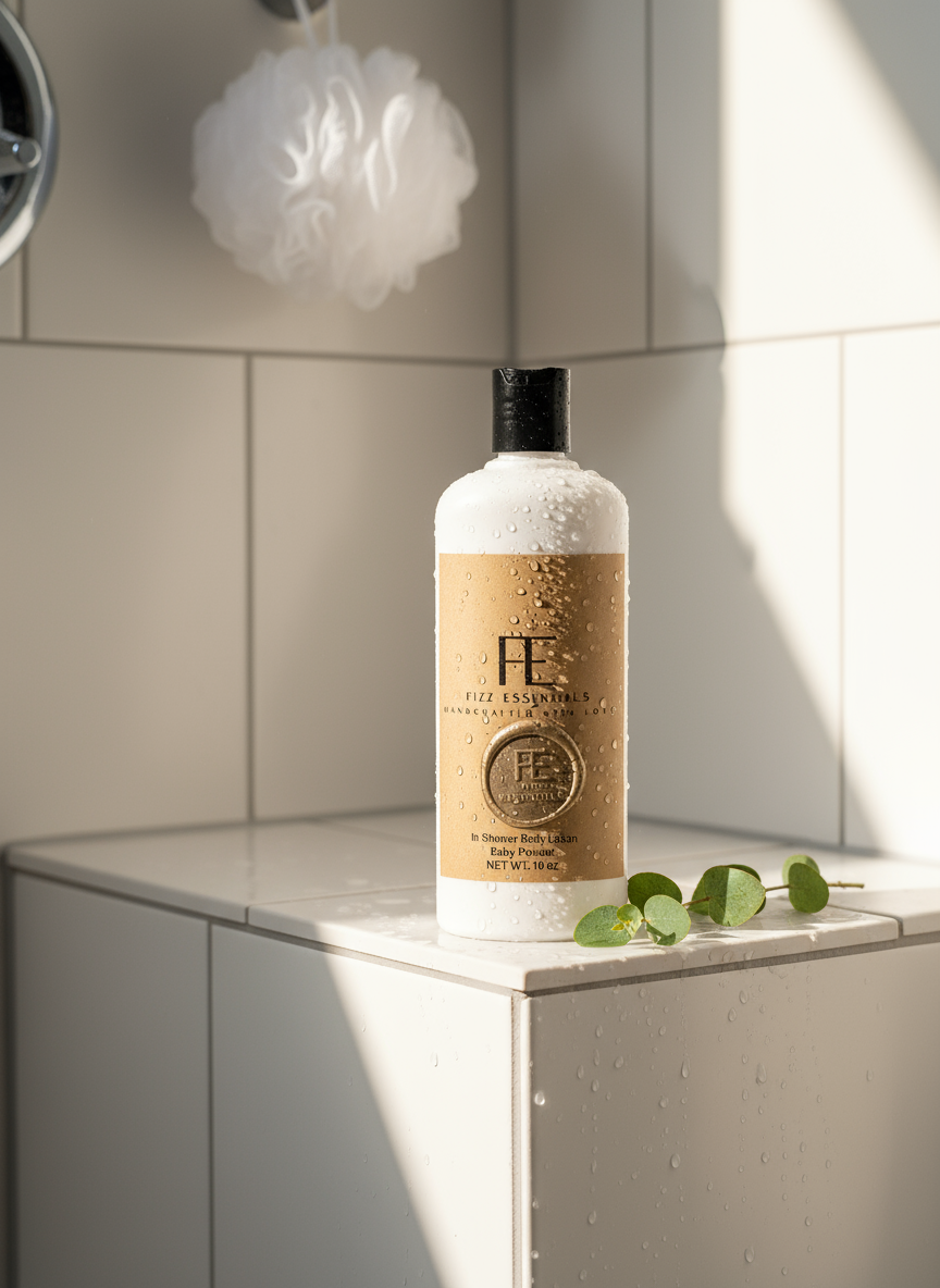 In-Shower Lotion on Shower Ledge