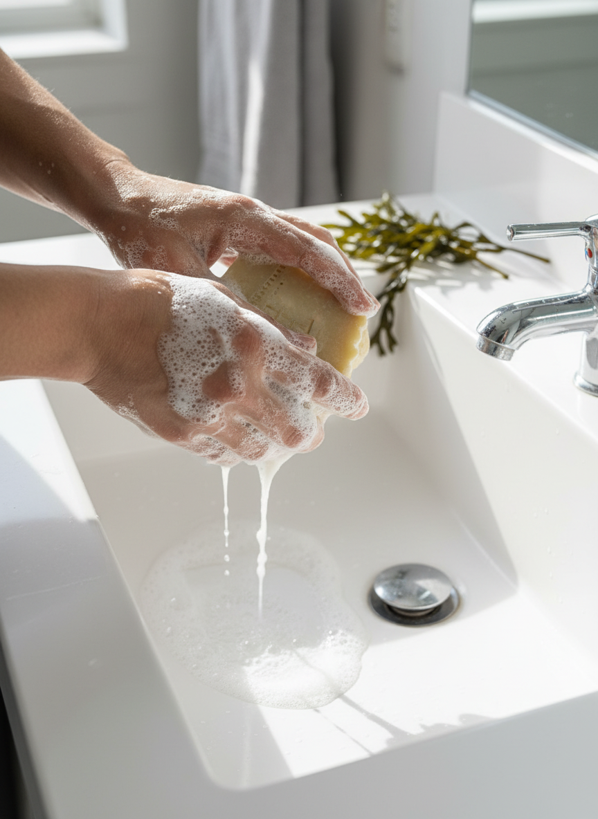 Seamoss Soap Realistic Sink Scene
